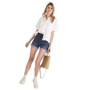Madewell High Rise Danny Wash Cut-Off Tencel Blend Denim Shorts Blue Size 29